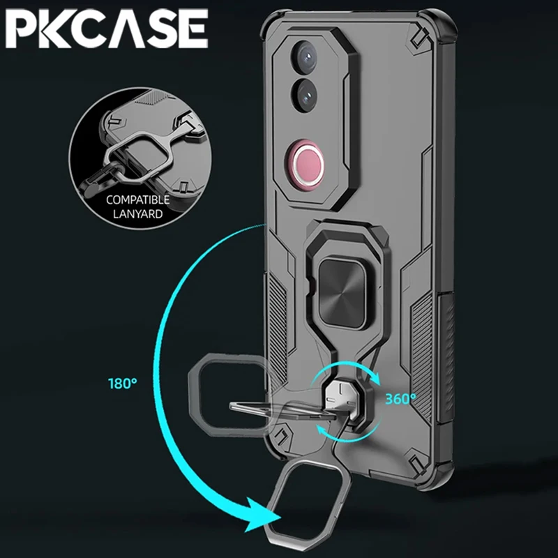 PKCASE للصدمات حلقة قوس جراب هاتف ل VIVO V60 V50 V40 S20 Y300 GT Y300t iQOO Z10 Turbo Pro Plus Z10x Neo 10R 10 غطاء