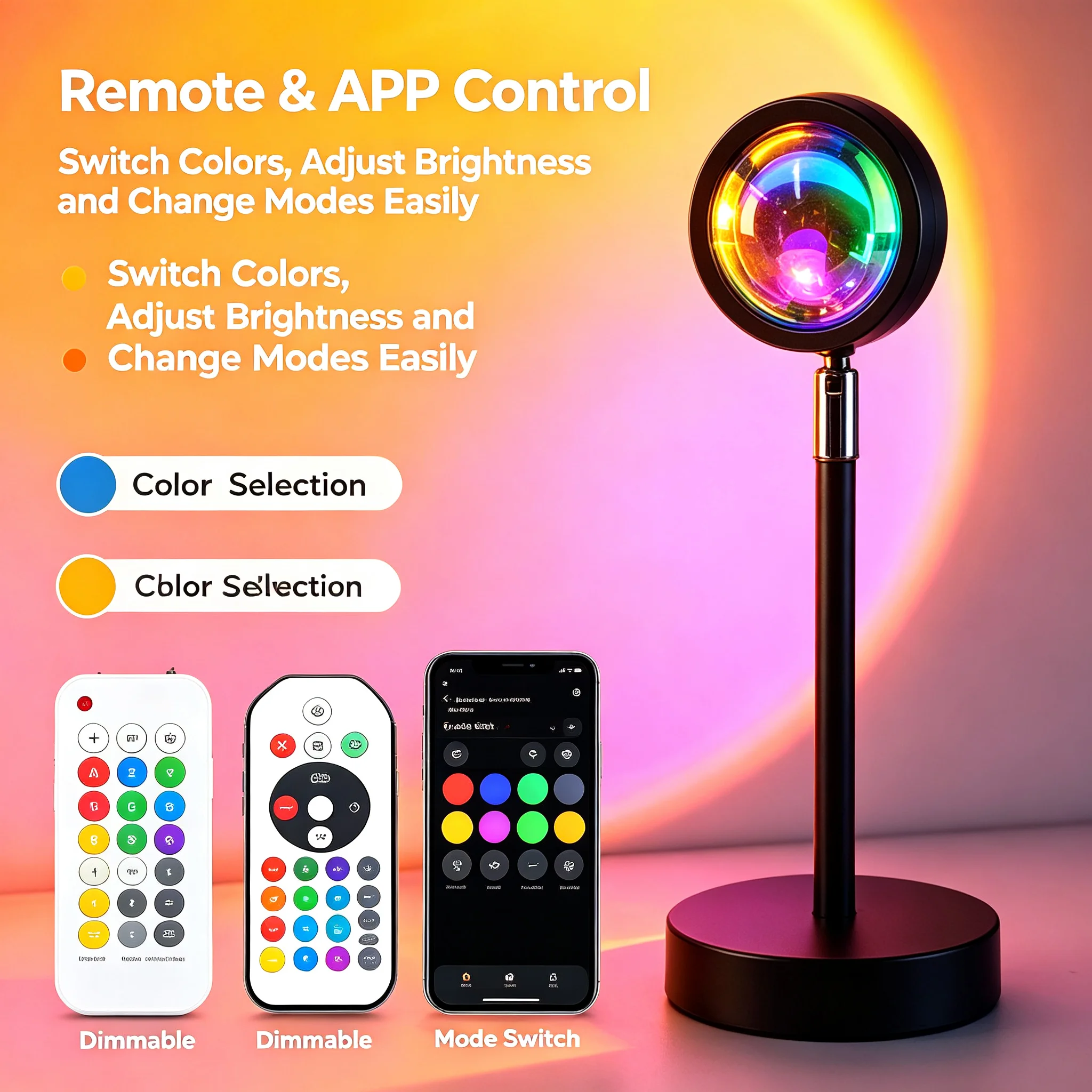 Sunset Lamp Projection - Lampu Proyeksi Matahari Terbenam RGB, Lampu
