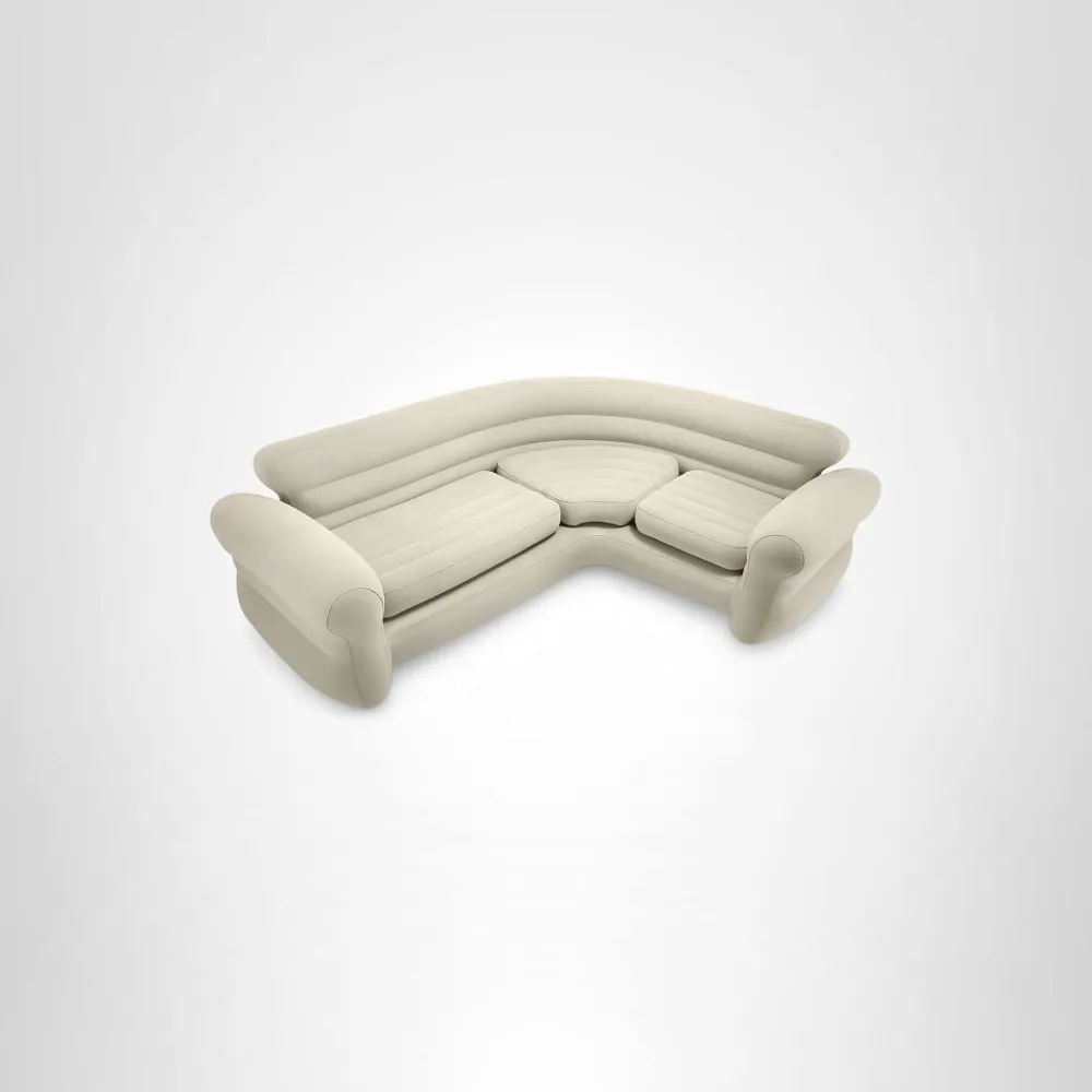 Надувной угловой диван-кровать: L-образный, грузоподъемность 880 фунтов, клапан 2-в-1, для внутреннего использования.