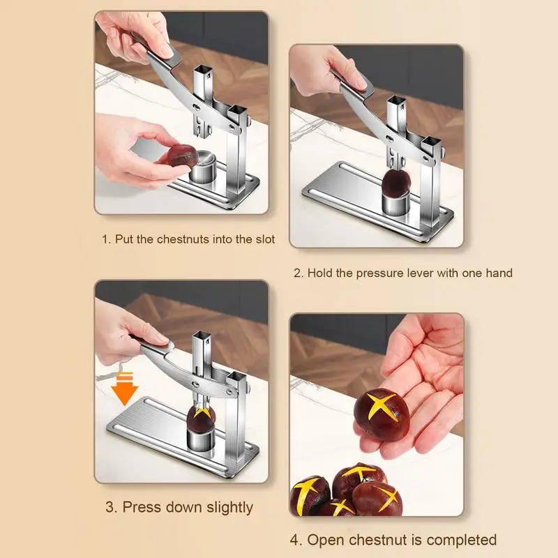 Stainless Steel Chestnut Cracking Cutter Machine Peeler Knife Chestnut Opening Device Chestnut Clip Nut Cracker Sheller