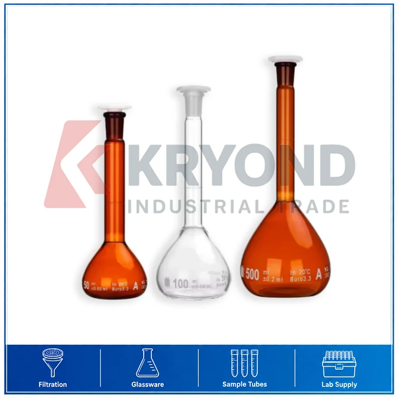 Glass Volumetric Flask 5ml 100ml 500ml 1000ml Plastic Stopper Laboratory Calibration Measuring Container Research Use Pack Set