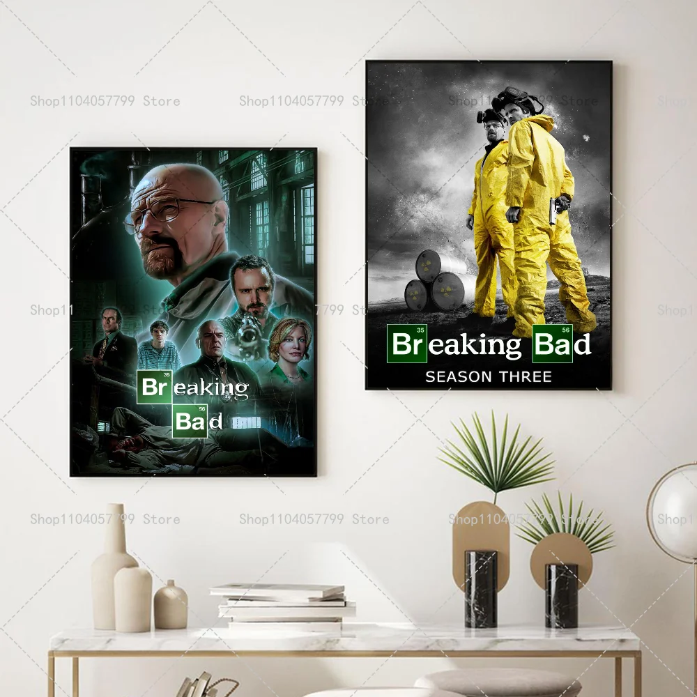 1PC Hot TV Breaking Bad Poster Self-adhesive Art Waterproof Paper Sticker Coffee House Bar Room Wall Decor