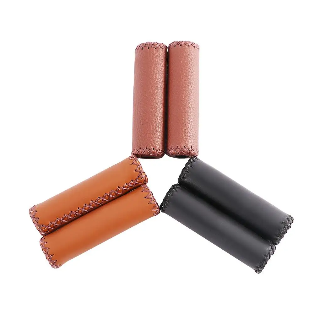 1Pair 3 Colors Vintage Retro Riding MTB Road Mountain Bike Bicycle Handlebar Grip Artificial Leather Cycling Grip Ends