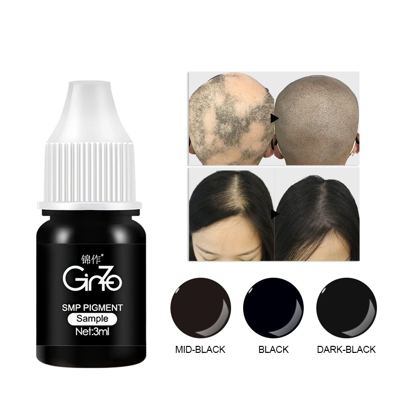 GINZO SMP Ink for Permanent Makeup Professional Scalp Micropigmentation Pigments Non-Fading SMP Inks Supplies 3 Colors 3ml
