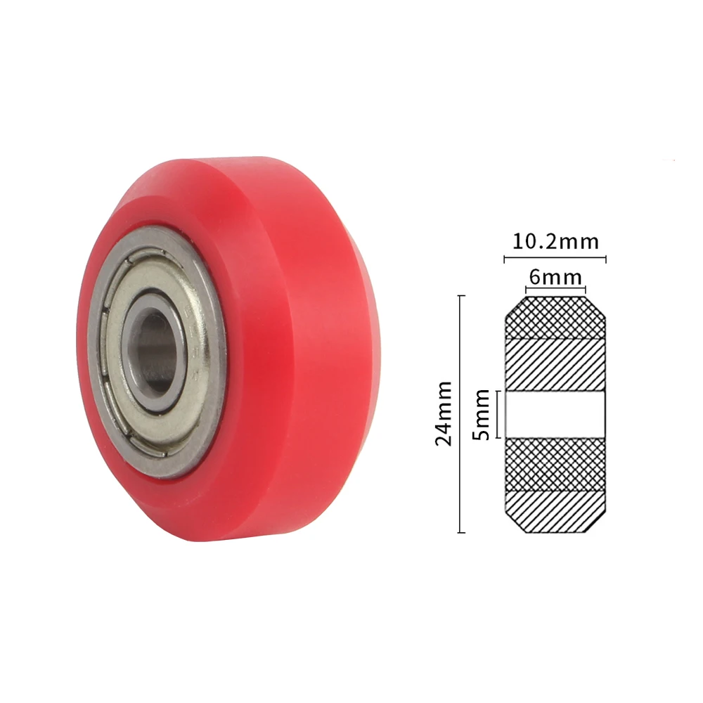 8pcs V Solid POM Wheels OD 24mm Rollers Gantry Pulley Double Bearings F Ender3 V2 Neo/S1/Pro, Ender5,CNC machine(Red)