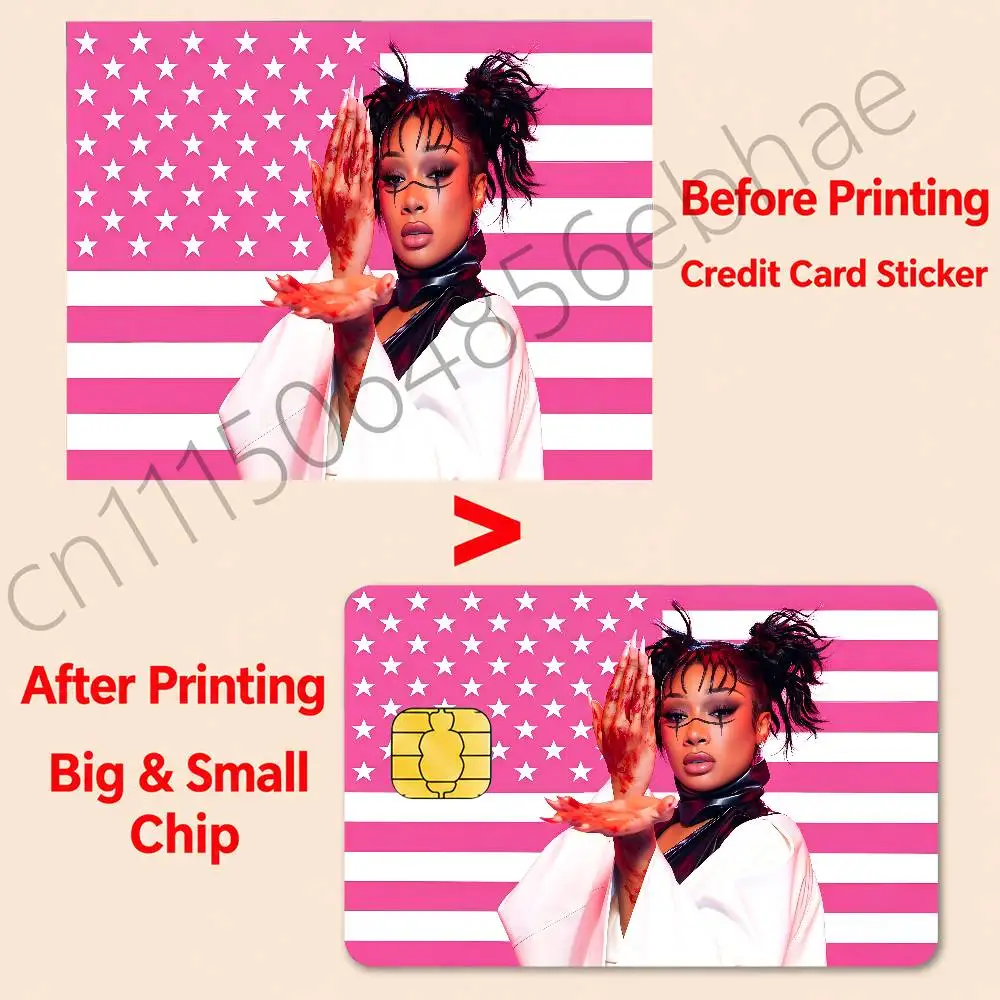 FOR Megan Thee Stallion Fashion Waterproof Anti-Scratch Card Skin Stickers Stylish Decor Covers for Credit Debit Cards