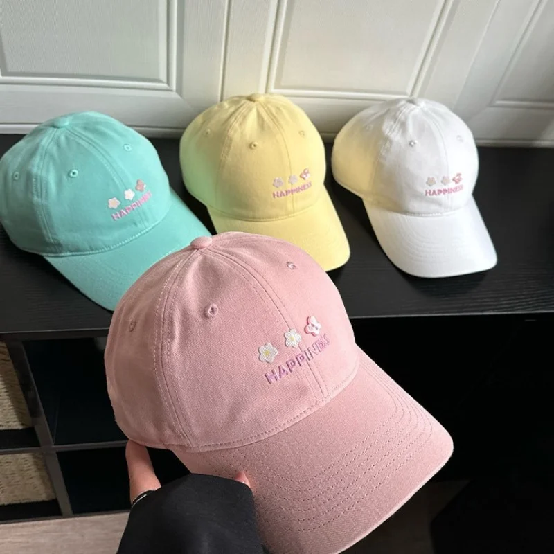 

Women's Cute Embroidery Letter & Flower Button Visor Cap Baseball Hat Fashion UV Protection Casual Outdoor Trendy Street Cap