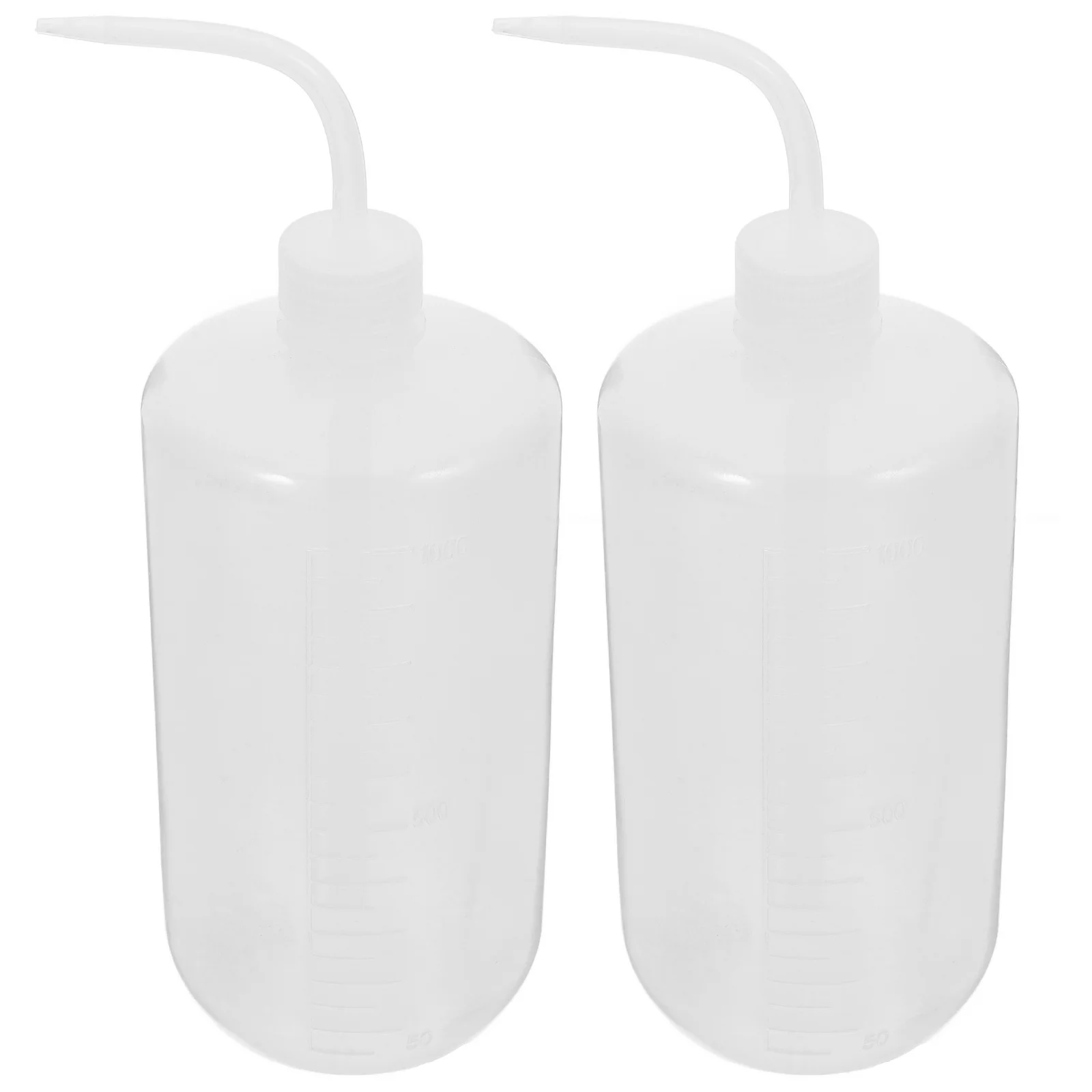 

2pcs 1000Ml Plastic Washing Bottles Translucent Squeeze Measuring Lab Safety Water Containers Curved Spout For Laboratory
