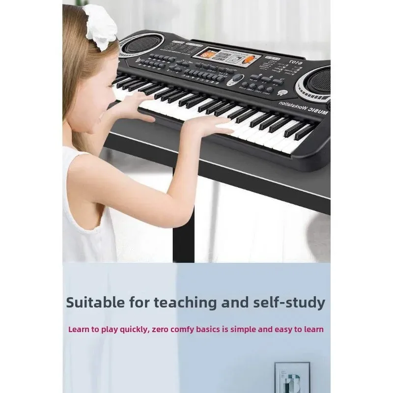 61 مفتاحًا للوحة المفاتيح الإلكترونية للأطفال مع ميكروفون للمبتدئين، آلة موسيقية، هدية تعليمية للأطفال.