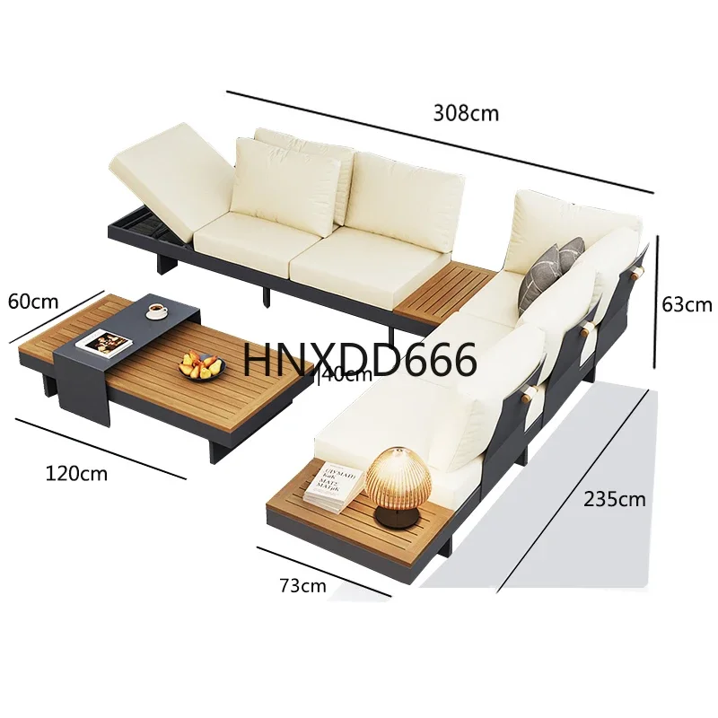 Villa courtyard teak sofa combination sunscreen furniture