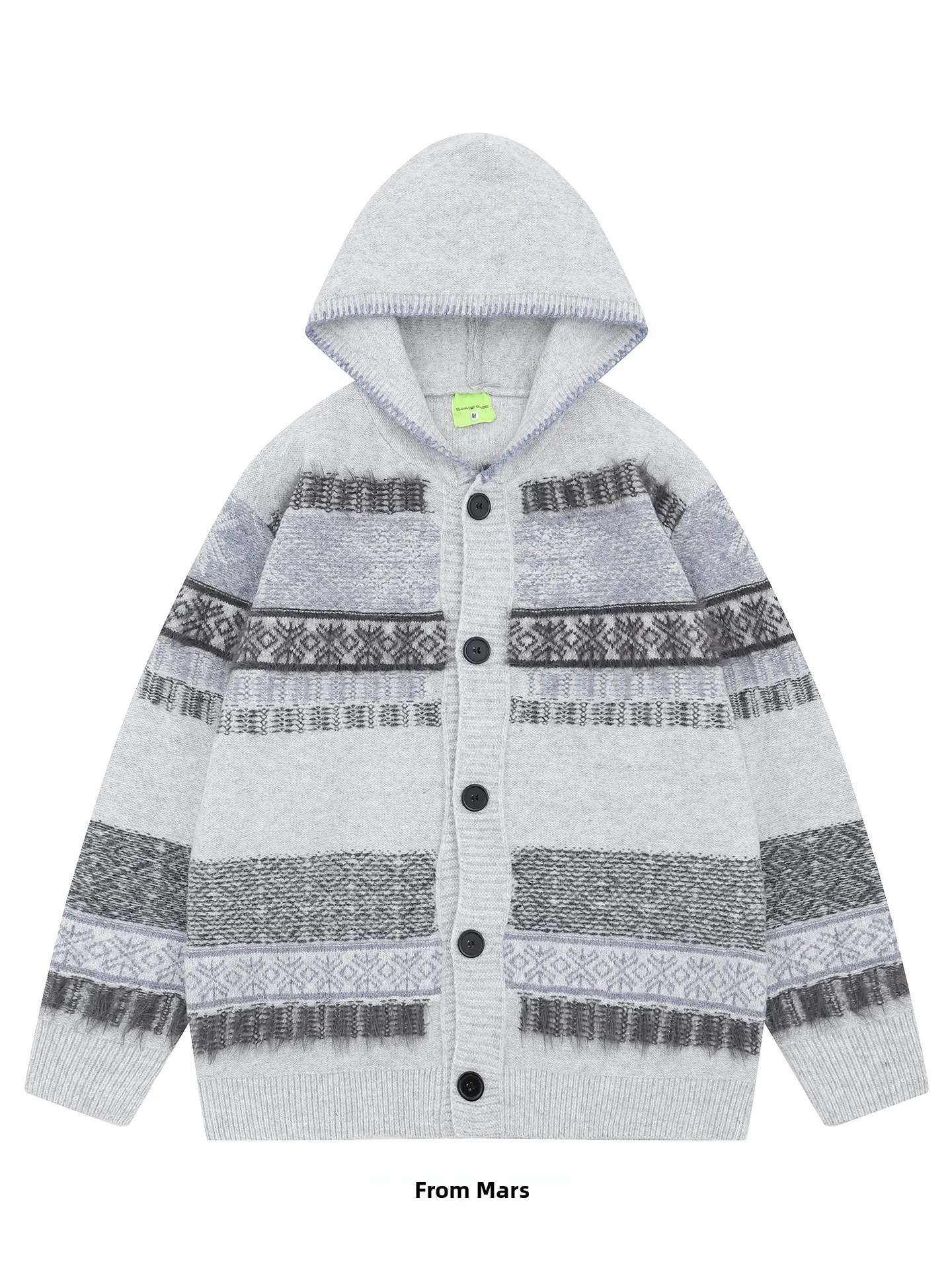

from Casual Knitted Hooded Cardigan Sweater Personali Printed Loose Knitwear Outerwear for Students in Autumn