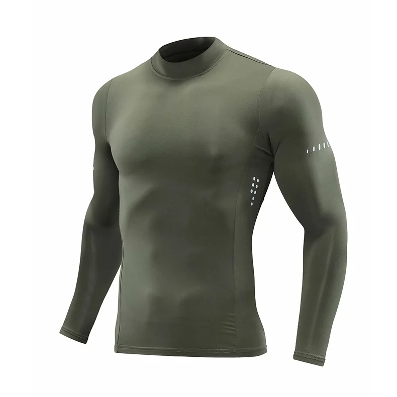 Children Men Long Sleeve Compression T-Shirt Running Fitness Exercise Training Tee Shirt Quick Dry High Neck Workout Sports Top