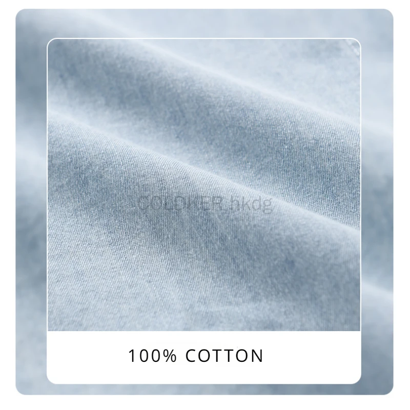 Men's Short Sleeve Button Down Shirts Denim Short Sleeve Shirt Summer Two Pocket Western Thin Soft Work Casual Cotton Shirt