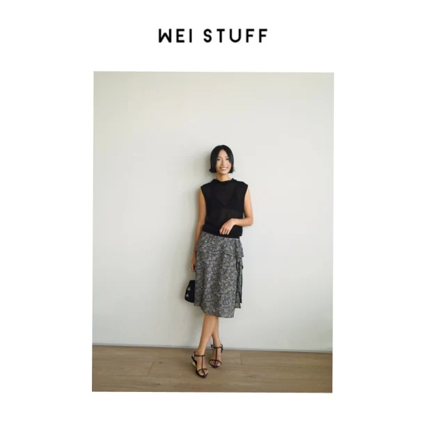 

Faion High Waist Women's Asymmetrical Floral ter Skirt 96 mat Sle Casual Linen Lyocell Fiber Skirt