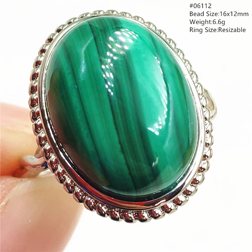 Natural Green Malachite Adjustable Ring Jewelry Woman Men 925 Sterling Silver Chrysocolla 20x15mm Crystal Fashion Stone AAAAA