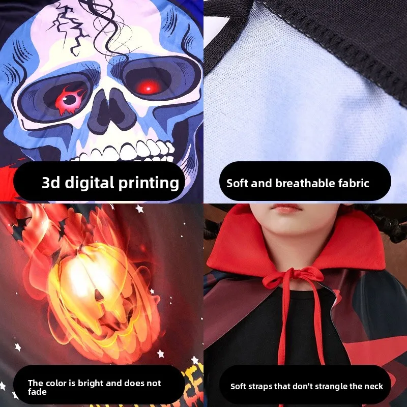 Kostium na Halloween dla dzieci, peleryna, strój sceniczny, nadruk transgraniczny, kapelusz w zestawie, odzież sceniczna, tradycyjny strój etniczny.