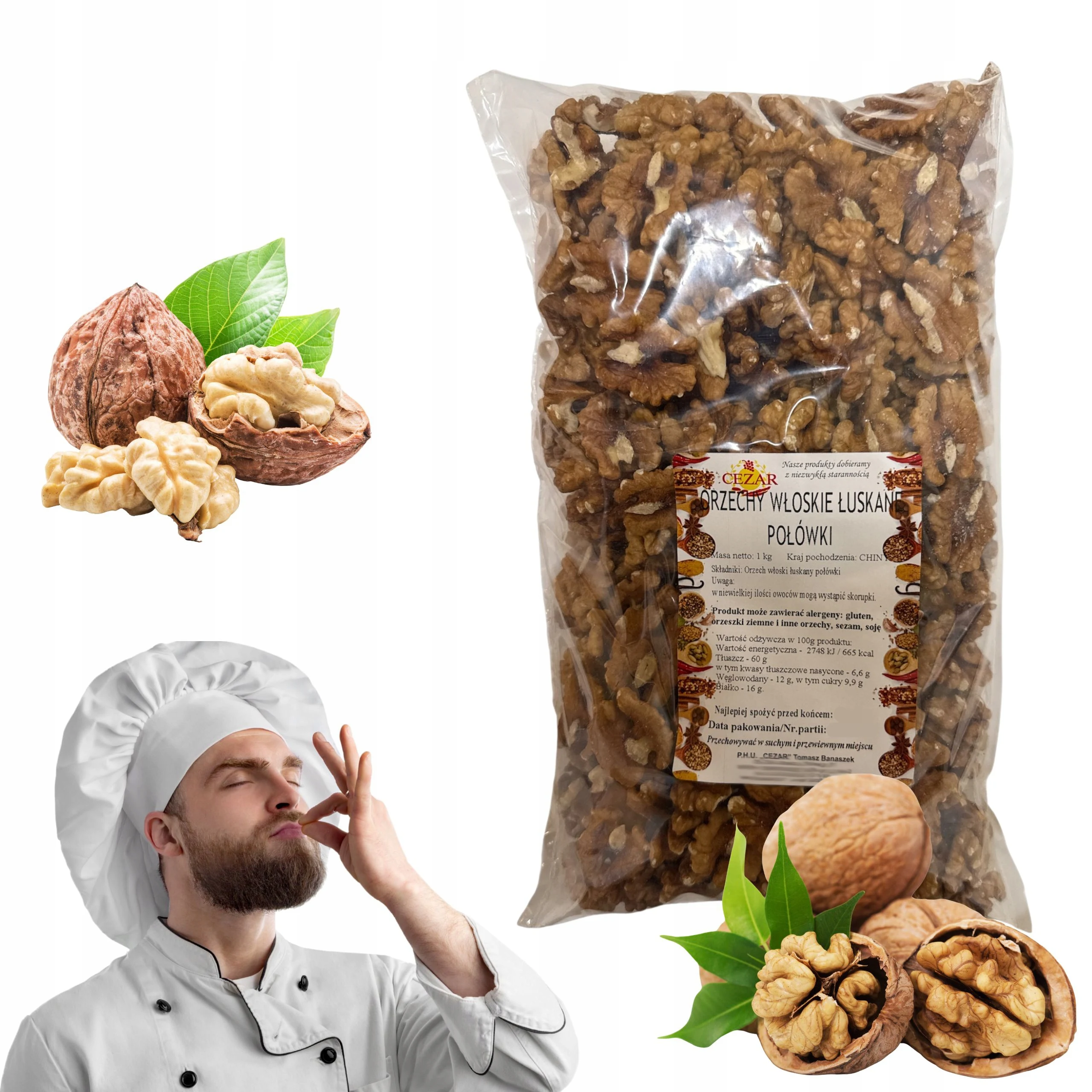 Orzechy Włoskie Łuskane Połówki Orzech Włoski 1 KG Naturalne Kawałki Zdrowe