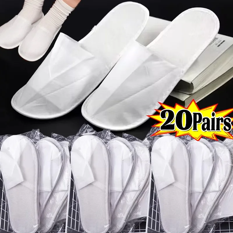 

20 пар нетканых одноразовых тапочек унисекс для отелей, обувь одного размера, домашние тапочки для гостей, мягкие нескользящие гостиничные тапочки