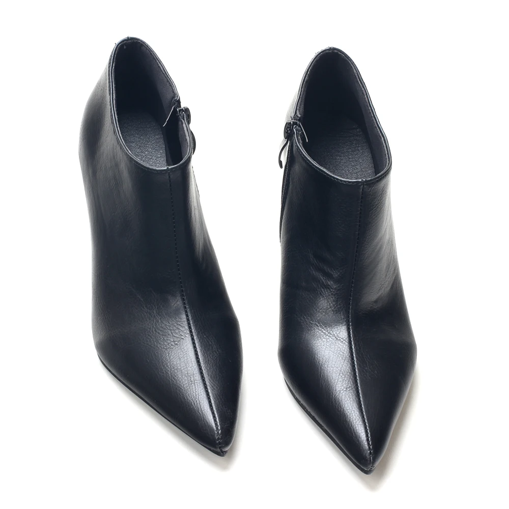 10CM Thin High Heels Women Ankle Boots Pointed Toe Shoes Side Zipper Big Size 36-46