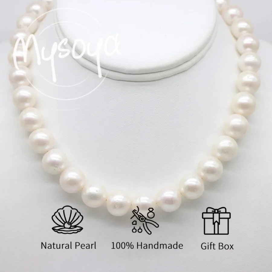 

MYSOYA 9-11 11-13 мм белое жемчужное ожерелье Эдисона для женщин и мужчин с подарочной коробкой идеальный подарок на свадьбу, день рождения, Рождество, Новый год