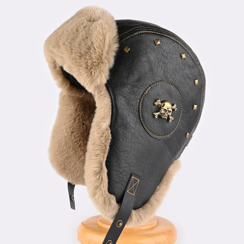 Russia Winter Faux fur Hat Unisex Windproof Warm Bomber Hats Outdoor Earflap Ski Cycling Hat