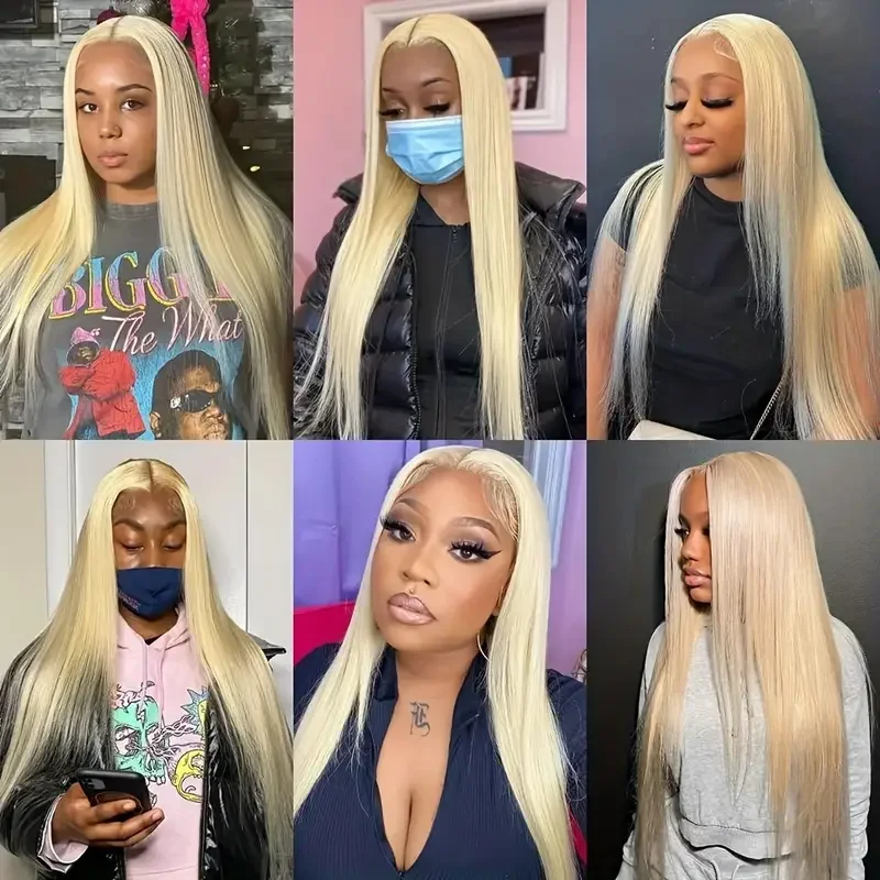 613 Colored Straight Human Hair 13x4 HD Blonde Lace Front Wigs 200 Density 13x6 Transparent Full Lace Frontal Wigs 44 46 Inches image 6