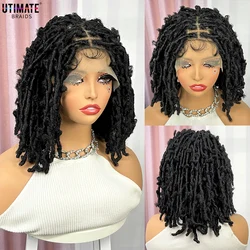 Synthetic Box Braided Wig for Women 16 Inches Short Bob Dreadlock Knotless Braiding with Baby Hair Butterfly Locs Braids Wig