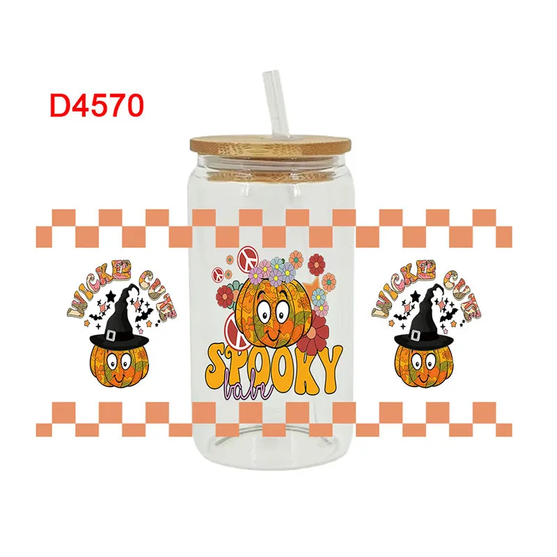 UV DTF Sticker Halloween Spooky DIY Waterproof For Wraps The Libby 16oz Glass Cup Easy To Use Custom Decals D4569