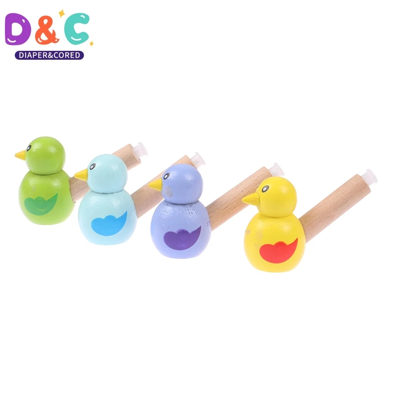 Pájaro de dibujos animados para niños, silbato de instrumentos musicales, joyería colgante de madera, juguetes educativos de Aprendizaje Temprano