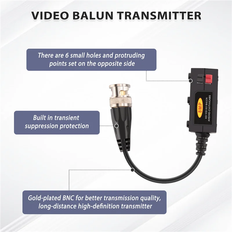 ABGI-1080P AHD/HD-CVI/TVI/CVBS جهاز إرسال Balun للفيديو عالي الدقة 4 أزواج (UTP حتى 350M-600M)