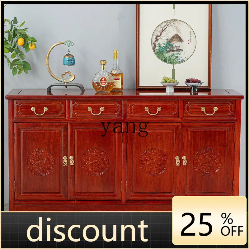 LTT 4 doors 4 buckets dining side cabinet all solid wood log Chinese mahogany tenon and mortise complete dining room cabinet
