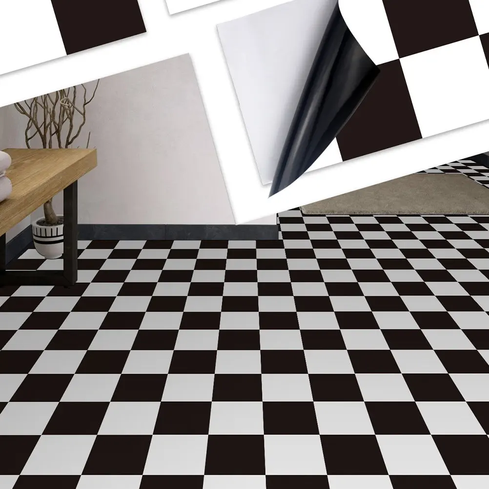 1 Roll Stick on Wall Tiles Kitchen Backsplash Bathroom Peel and Stick Waterproof Oilproof Grid Pattern Self Adhesive Vinyl Wall