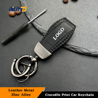 Leather Car Keychain Metal Logo For Ferrari Bentley Maserati Lamborghini Rolls-Royce Aston Martin Key Ring Anti-loss Accessories