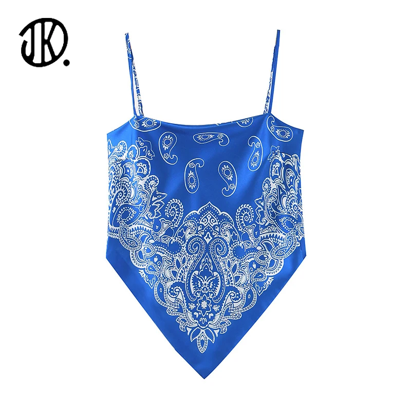 

2023 Vintage Ladies Paisley Print Tank Top Strap Spaghetti Sexy Sling Chic Women Camis Tanks Summer Backless Bowknot T Shirt Tee