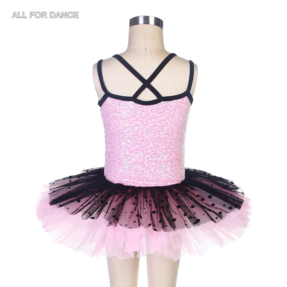 17046 novo em meninas rosa lantejoulas elastano ballet desempenho dancewear com tule preto ballet dança tutu saia crianças vestidos de dança