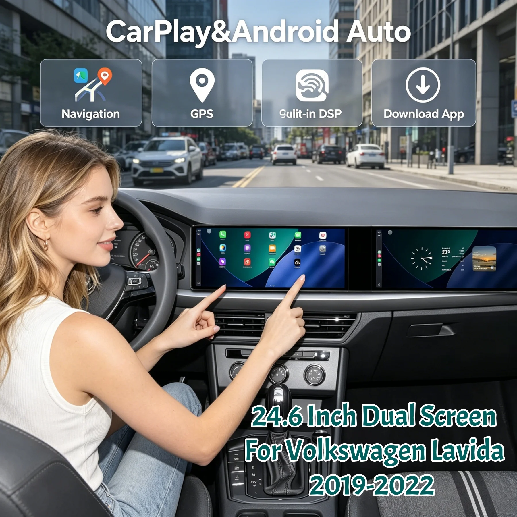 

Dual Screen 12.3" Android CarPlay For Volkswagen Lavida 2019-2022 Touch Screen Car Radio Multimedia Player GPS Navigation DSP