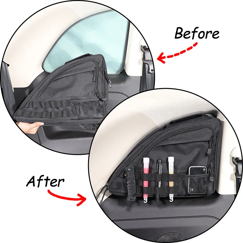 For Fiat 500 2007-2024 Car Trunk Side Window Storage Bag Multi-Pocket Organizers Tool Storage Bag Cargo Bag Car Accessories