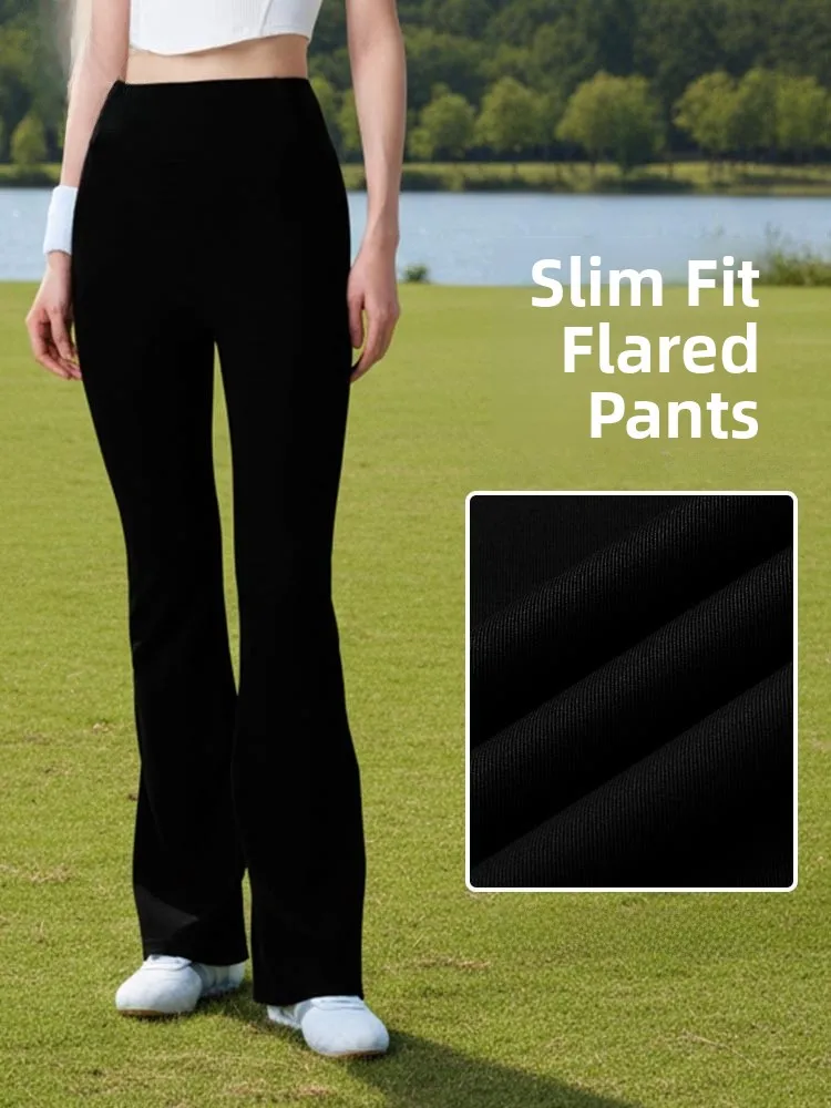 

High Waist Yoga Pants Women's Fitn Trousers Spring 2026 New Sle Bell Bot Elastic Base Layer Faionable All-Match Sp...