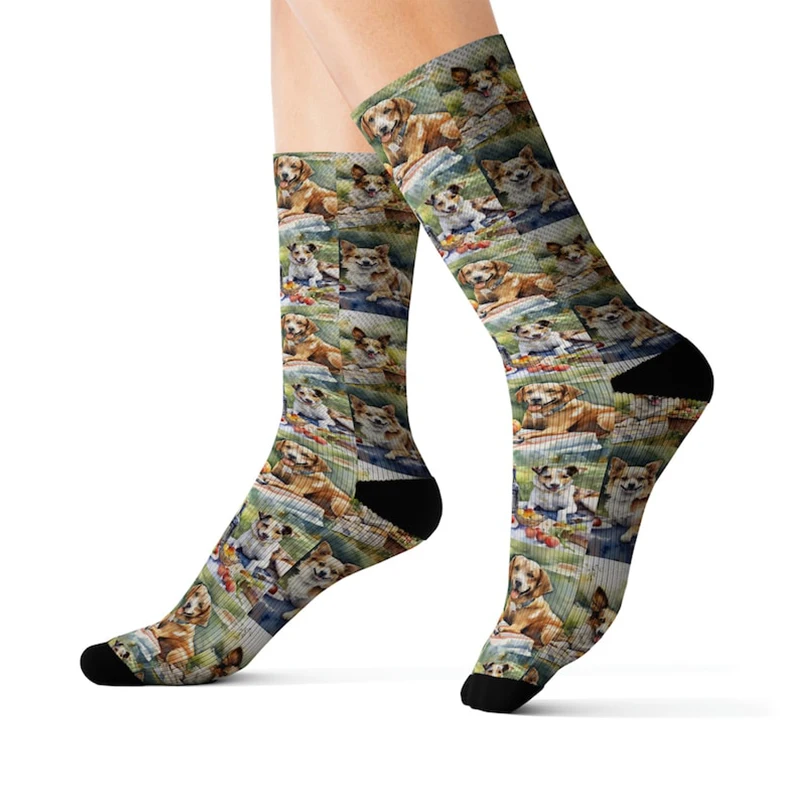 Calcetines personalizados con estampado de tu foto, divertidos calcetines de algodón a la moda, diseño artesanal, calcetines novedosos de cumpleaños