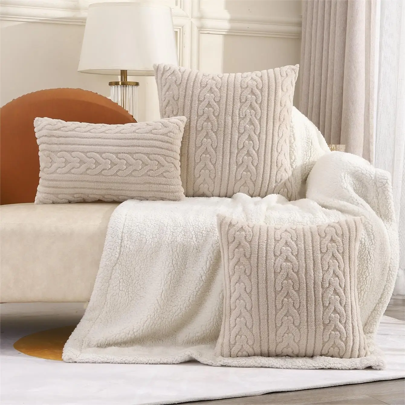 Super Soft Plush Pillow Cover Winter Throw Cushion Cover for Sofa and Bedside, Living Room Nordic Decorations Pillowcase