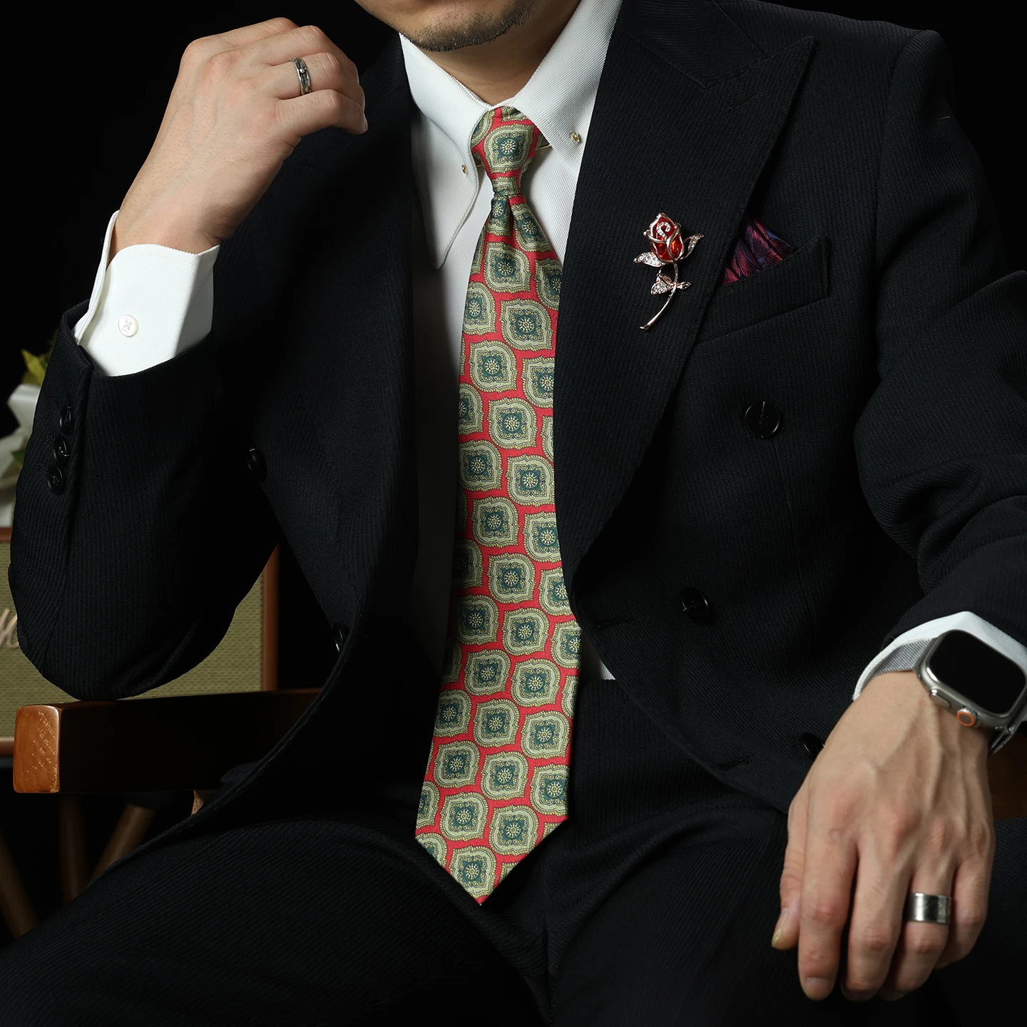 手作りワイド0cmシルクネクタイ-メンズ-ヴィンテージスタイル-ビジネス-ウェディングスーツ-レッドチェック柄-ベストマン-花婿の付添人-ネクタイ-花柄