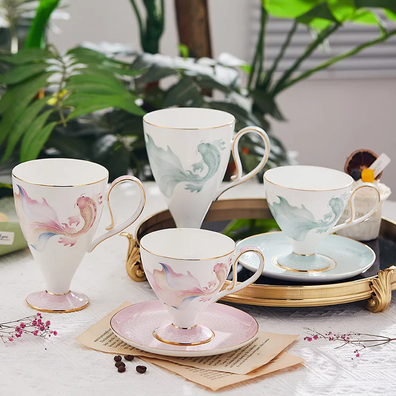 Elegant Afternoon Tea Set,Bone China Coffee Mugs with Saucers,British Inspired Luxury Ceramic Cups,High-Quality Drinkware