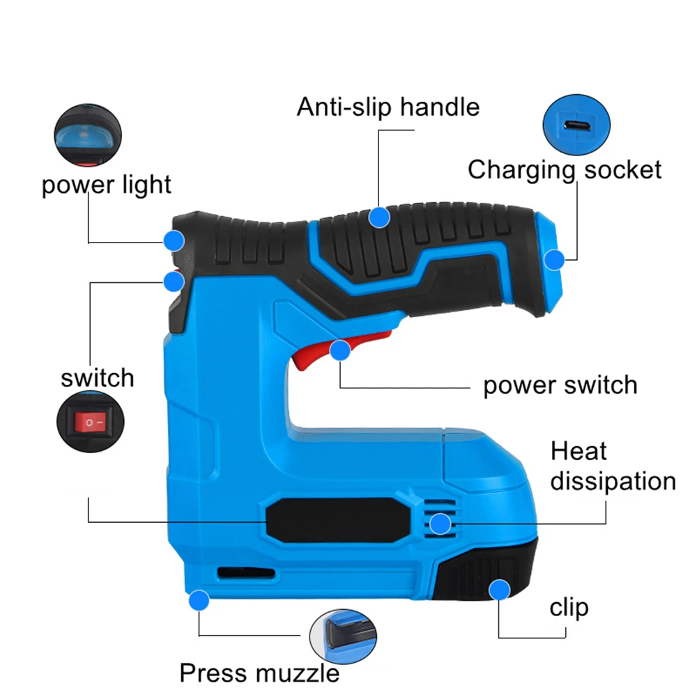 Imagem -03 - Arma Reta Elétrica do Prego sem Fio Handheld Bateria de Lítio Arma Grampeadora Grampeador da Construção Prego Tacker