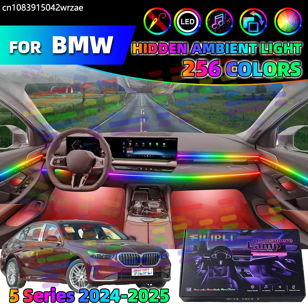 

For BMW 5 series G60 G68 G61 F95 Ambient Lights Strips Streamer Rhythm Strip Light Kit App Music Control Auto Decorative Lamp