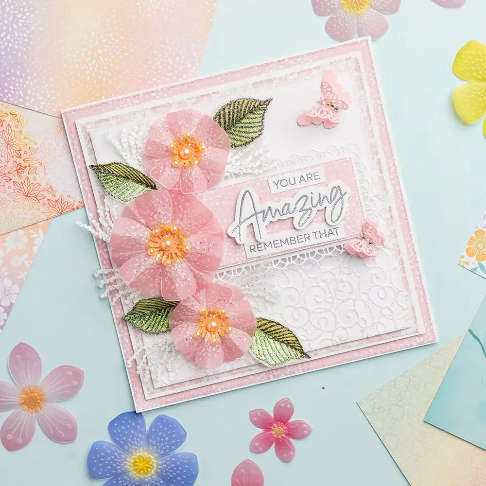 Amazing, Beautiful, Lovely Sentiment Builder Metal Cutting Dies Slimline Essentials Scrap Booking Card Stencil Cut Die for DIY view 4