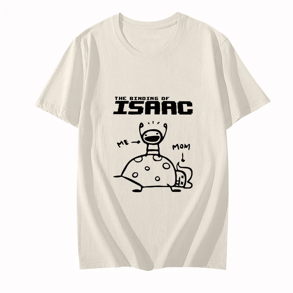 The Binding of Isaac Cartoon T-shirts Men Anime Letter Printed Tops Cotton Tees Fashion Manga Spring and Summer Slight Strech