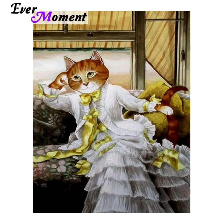 

Cat In Dress Full Square Drill 5D DIY Ever Moment Diamond Painting Decoration For Home Diamond Embroidery Rhinestone ASF1327