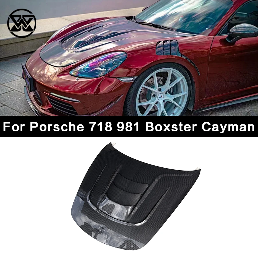 Carbon Fiber Car Front Bumper Engine Hoods Cover For Porsche 718 981 Boxster Cayman Car Hood Bonnet