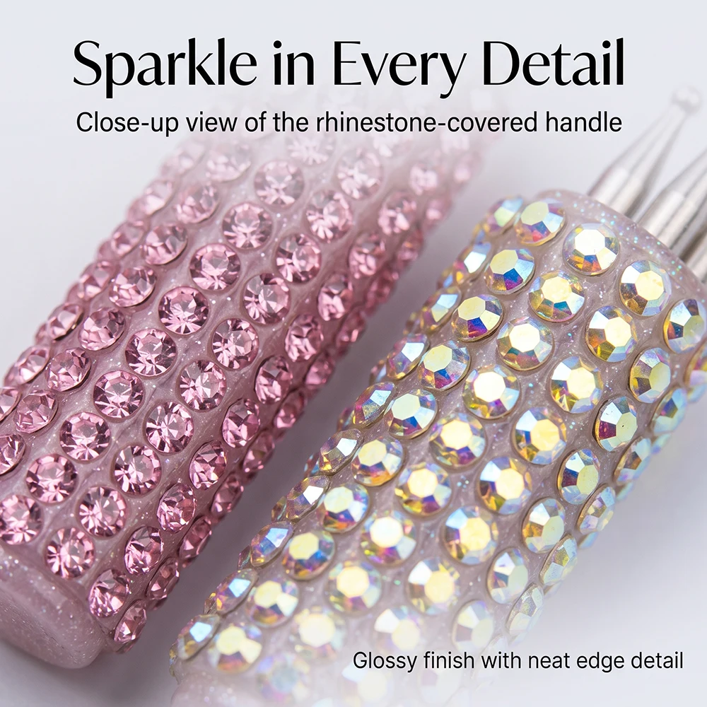 Pink AB Rhinestone DIY Nail Art 5-Petal Dotting Tool Flower Creator 1.8mm Fine Tip Manicure Nail Tools