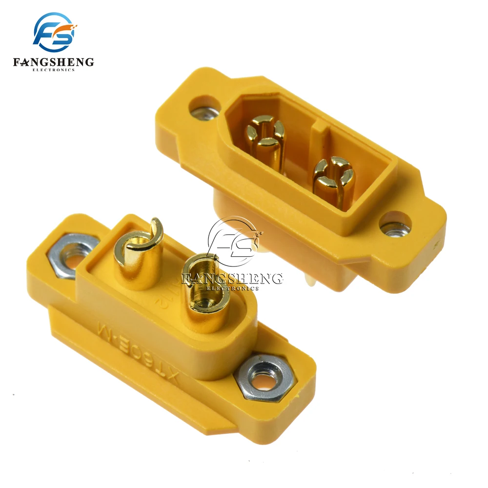 2/ 5 10PCS Amass XT60E-M XT60E XT60 Brass Gold Plated Male Plug Screws Mountable Connector For Racing DIY XT60E-M